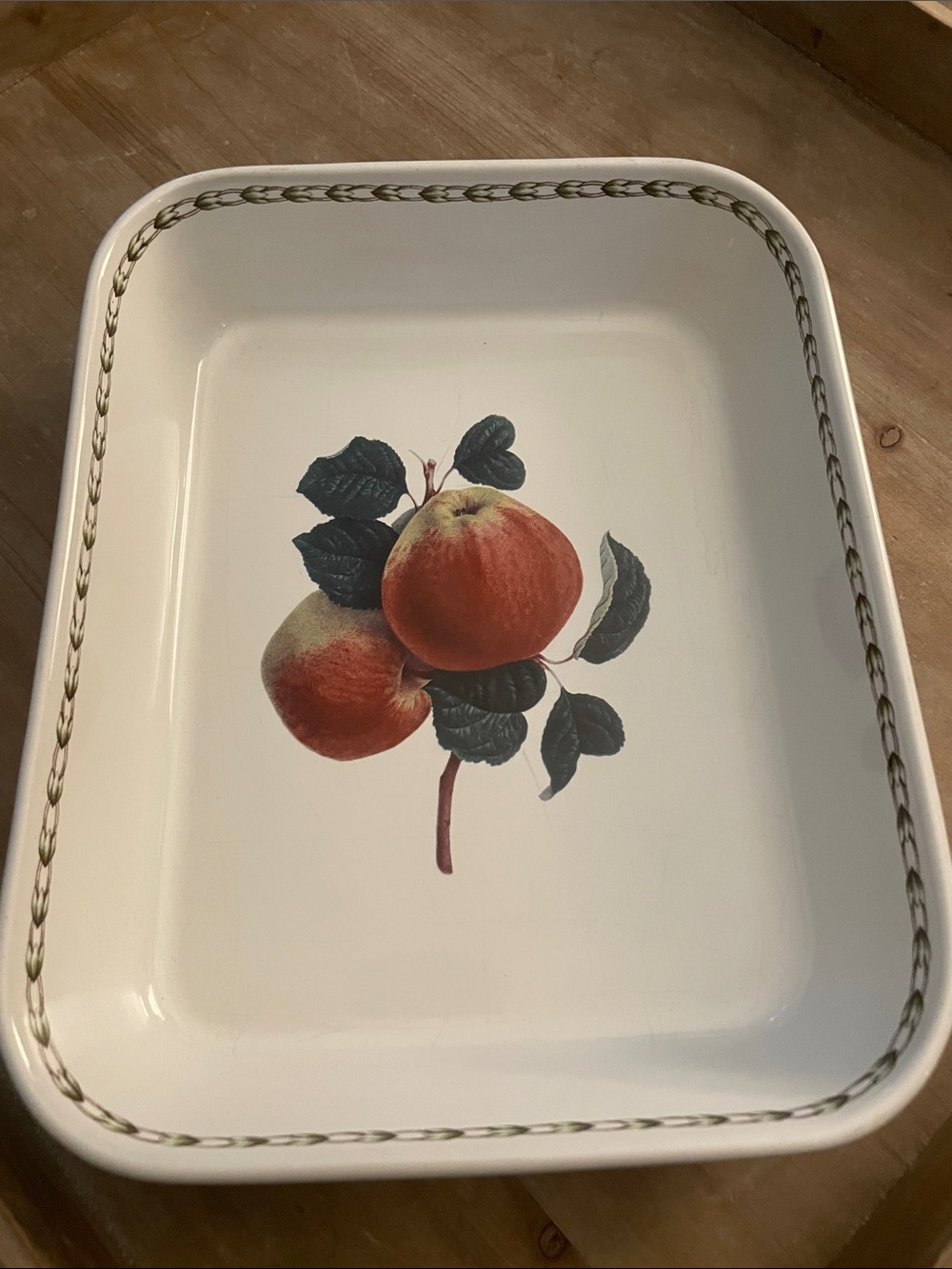 Queens Cream Ceramic Roasting Pan with Peach Motif 9.5x11.5